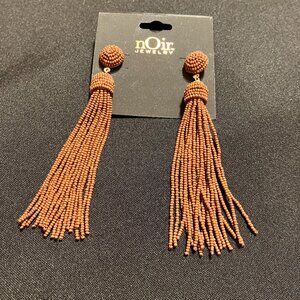 nOir Brown Tassel Dangle Earrings